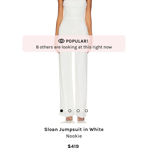 Sequin white strapless jumpsuit - Picture 2 of 5